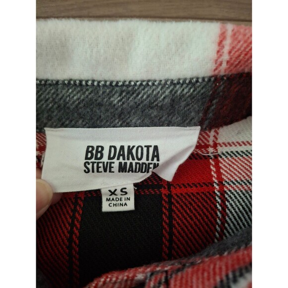 BB Dakota By Steve Madden Women's Button Down Boxy Shacket Women's XS Red - Picture 4 of 8
